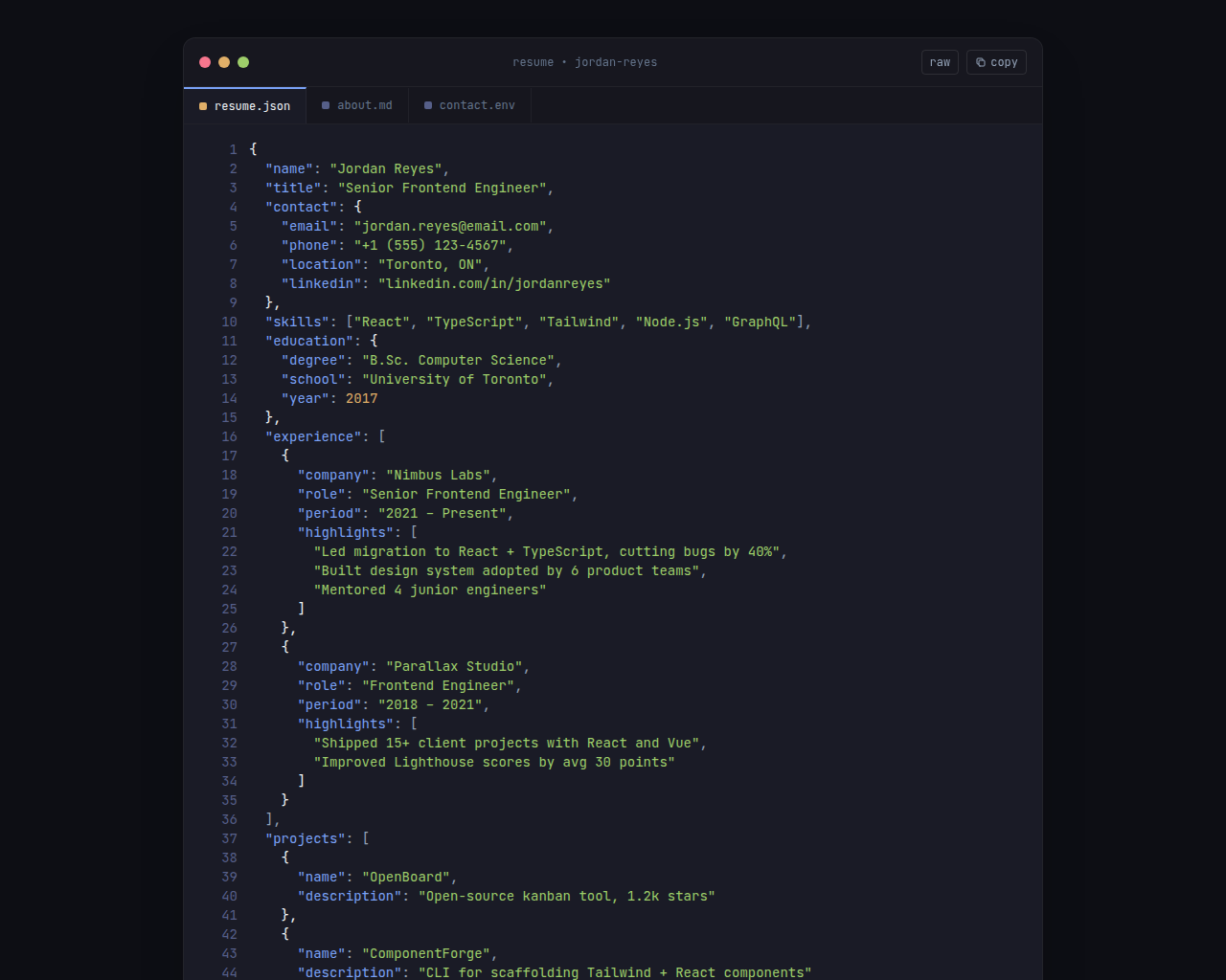 JSON Resume Preview